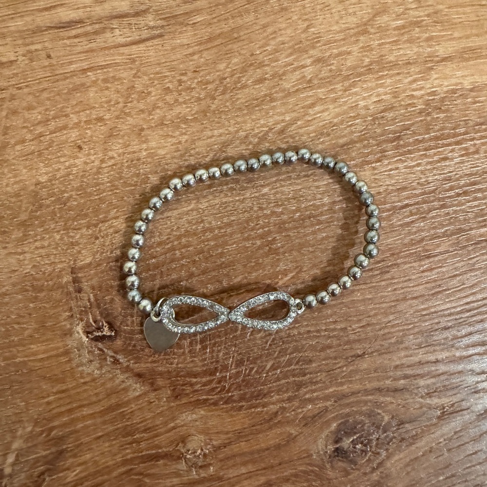 Silver Toned Infinity Charm Stretch Bracelet​​​